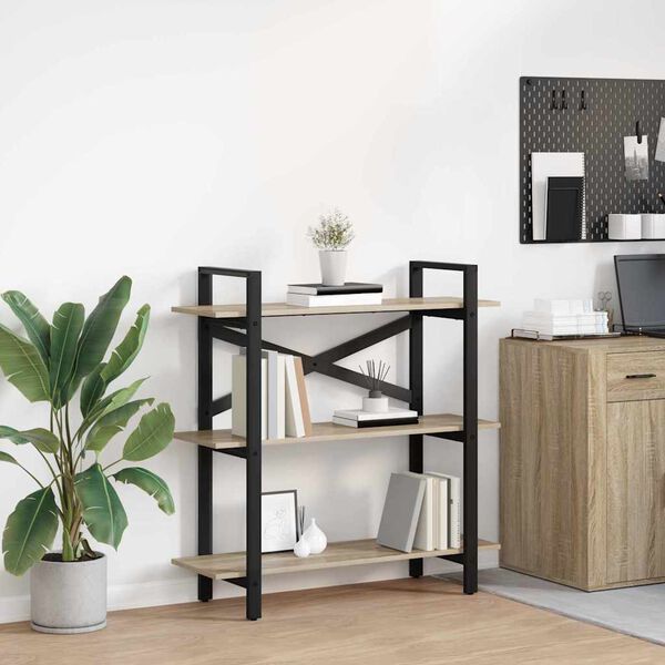 vidaXL Bogreol Sonoma eg 100 x 33,5 x 102 cm Konstrueret tr&aelig;