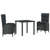 vidaXL Have Spisebordss&aelig;t 3 stk. Sort polyrattan