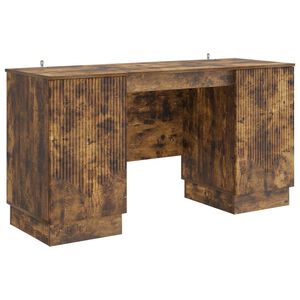 vidaXL Bord med hylde R&oslash;get eg 142,5 x 50 x 75 cm Konstrueret tr&aelig;