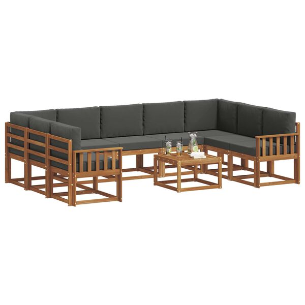 vidaXL Udend&oslash;rs sofagruppe med pude 10 pcs Naturlig og Antracit