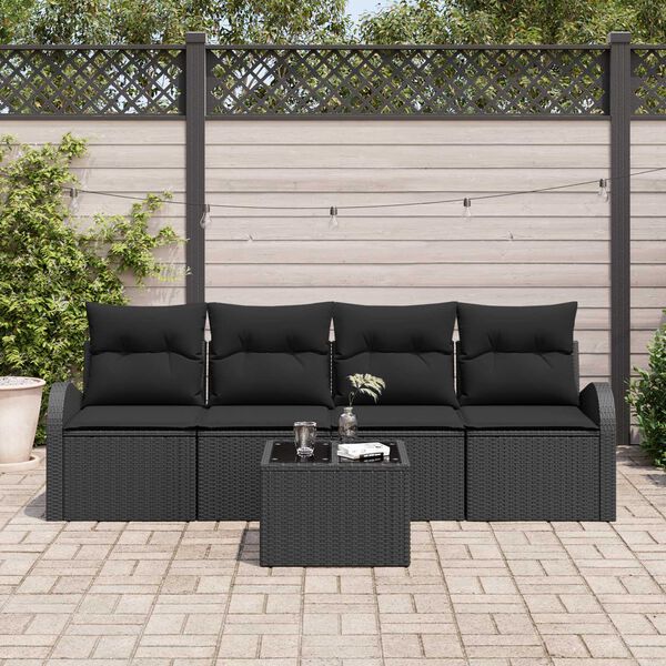 vidaXL Havesofa Sæt Sort 55 x 55 x 37 cm polyrattan