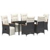 vidaXL Have Spisebordss&aelig;t med pude 7 pcs Sort polyrattan