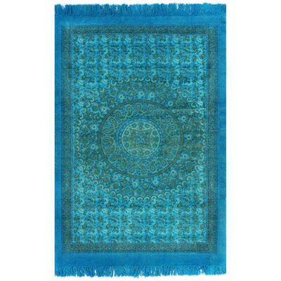 vidaXL kilim-tæppe med mønster bomuld 160 x 230 cm turkis