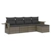 vidaXL sofas&aelig;t 5 dele med hynder polyrattan gr&aring;