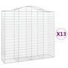 vidaXL buede gabionkurve 13 stk. 200x50x180/200 cm galvaniseret jern