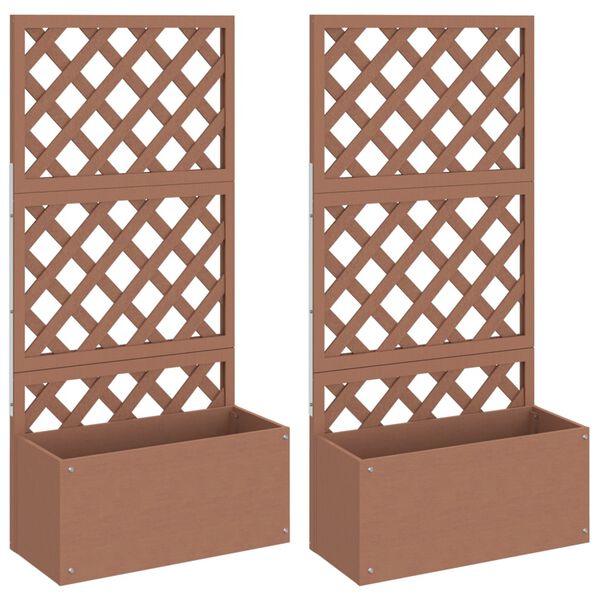 vidaXL plantekasser med espalier 2 stk. 65x33x135 cm WPC brun