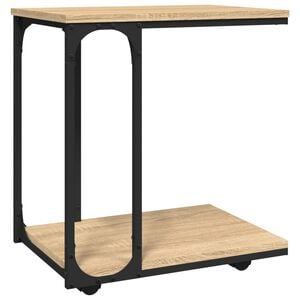 vidaXL sidebord med hjul 50x35x55,5 cm konstrueret tr&aelig; sonoma-eg