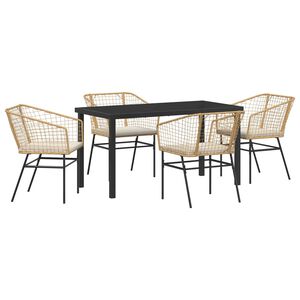 vidaXL Have Spisebordss&aelig;t 5 pcs Brun polyrattan