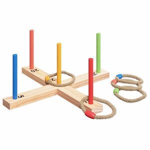 vidaXL Ring Toss Game Set Flerfarvet 41 x 41 x 16 cm Massivt fyrretr&aelig;