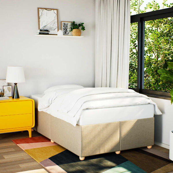 vidaXL Sengeramme uden madras Creme 120x200 cm Stof