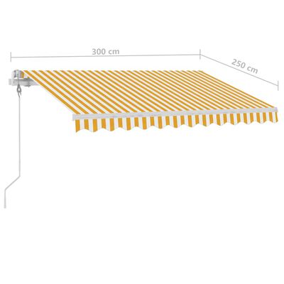 vidaXL fritstående markise 300x250 cm automatisk betjening gul og hvid