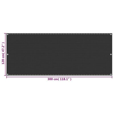 vidaXL altanafskærmning 120x300 cm HDPE antracitgrå