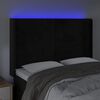 vidaXL sengegavl med LED-lys 147x16x118/128 cm fl&oslash;jl sort