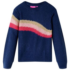 Sweater til b&oslash;rn str. 104 strikket marinebl&aring;
