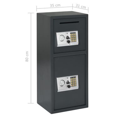 vidaXL digitalt pengeskab med dobbeltdør 35 x 31 x 80 cm mørkegrå