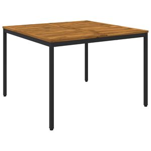 vidaXL Havemiddagstabel Naturfarvet og sort 110 x 108,5 x 75 cm
