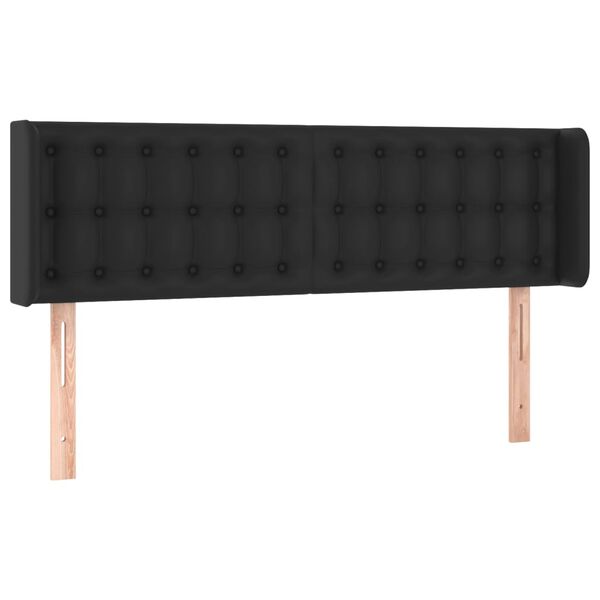 vidaXL sengegavl med LED-lys 147x16x78/88 cm kunstl&aelig;der sort