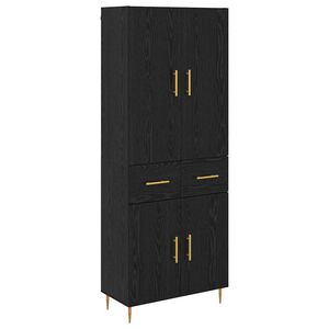 vidaXL Highboard med skuffe Sort eg 69,5 x 34 x 180 cm Konstrueret tr&aelig;