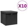 vidaXL opbevaringskasser med l&aring;g 10 stk. 28x28x28 cm sort
