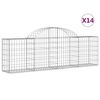 vidaXL buede gabionkurve 14 stk. 200x30x60/80 cm galvaniseret jern