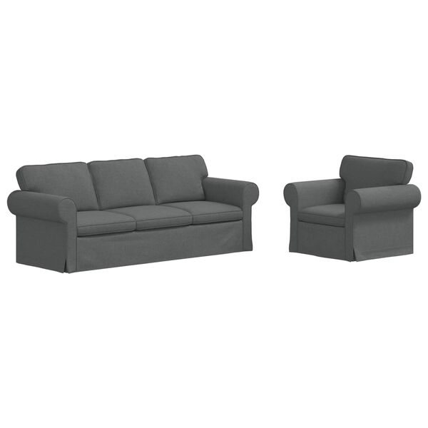 vidaXL Sofa S&aelig;t 2 pcs M&oslash;rkegr&aring; 215 x 82 x 80 cm Stof