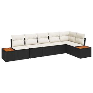 vidaXL Havesofa S&aelig;t 6 stk. 6-Antal s&aelig;der Sort og Cream Polyrattan