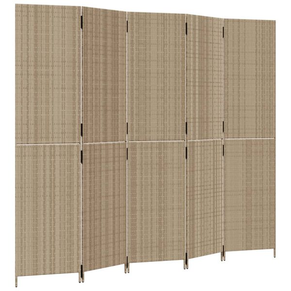 vidaXL rumdeler 5 paneler polyrattan beige