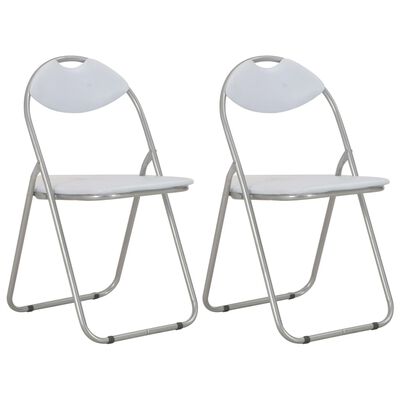 vidaXL sammenklappelige spisebordsstole 2 stk. hvid kunstlæder