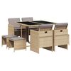 vidaXL spisebordss&aelig;t til haven 9 dele med hynder polyrattan beige