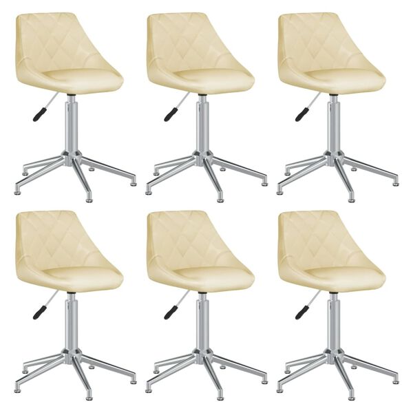 vidaXL drejelige spisebordsstole 6 stk. kunstl&aelig;der cremefarvet