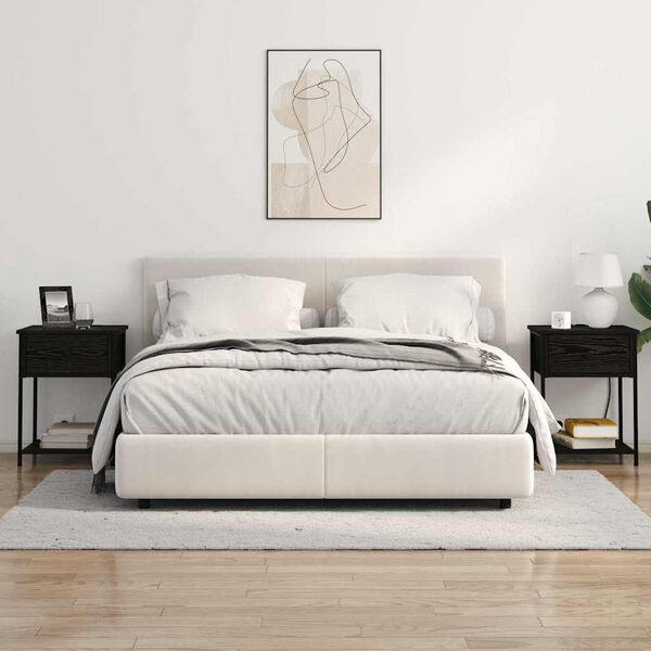 vidaXL Natskab med skuffe Sort eg 42 x 41 x 56 cm Konstrueret tr&aelig;