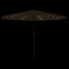 vidaXL haveparasol med LED-lys og st&aring;lstang 324x324x247 cm brun