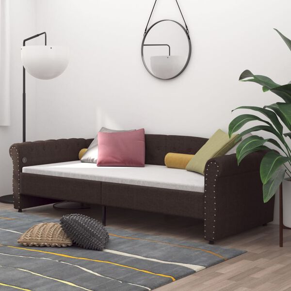 vidaXL daybed med USB 90x200 cm stof m&oslash;rkebrun