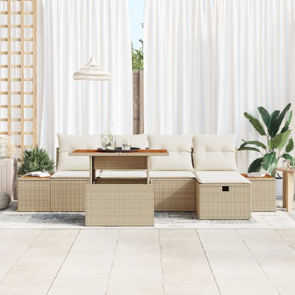 vidaXL Havesofa Sæt 6 pcs Beige polyrattan