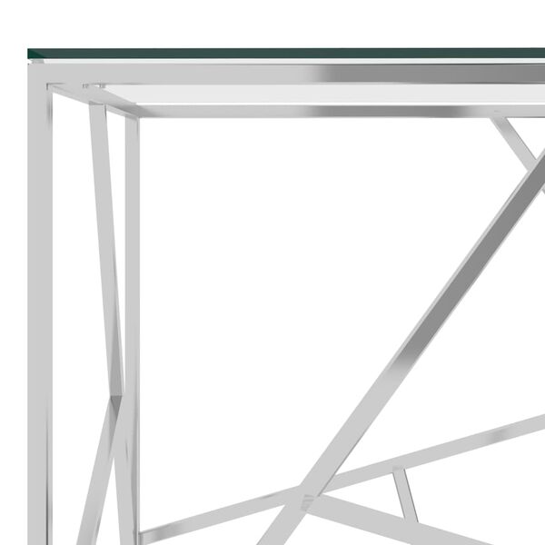 vidaXL sofabord 55x55x55 cm rustfrit st&aring;l og glas s&oslash;lvfarvet