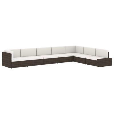 vidaXL midtersæde til sofa polyrattan brun