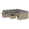 vidaXL sofas&aelig;t til haven 9 dele med hynder polyrattan beige