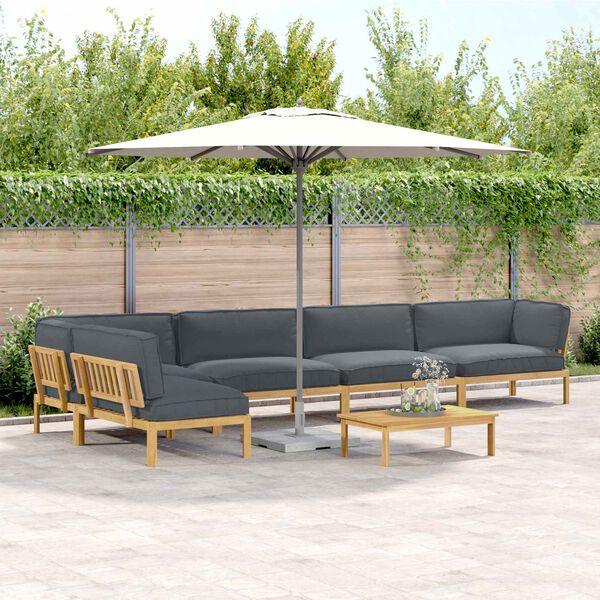 vidaXL Sofa S&aelig;t med pude Ensfarvet 6 pcs Antracit Massivt Akacietr&aelig;