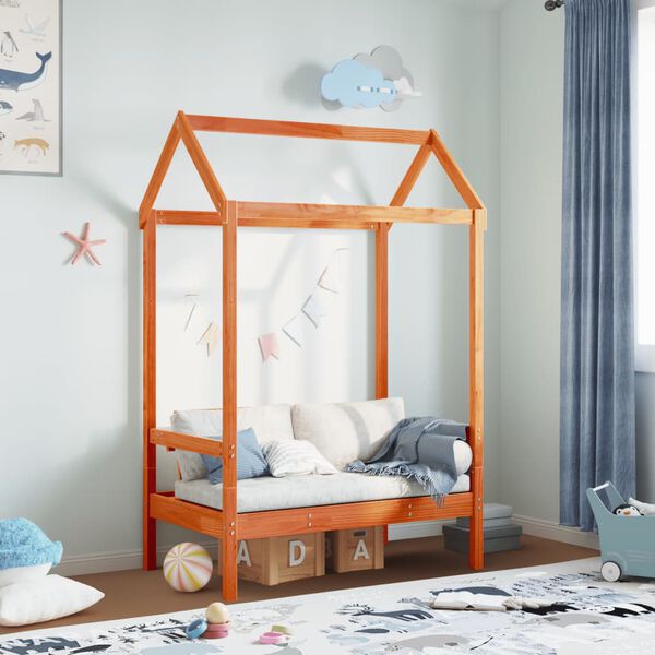 vidaXL bænk med tag 117,5x70x176,5 cm massivt fyrretræ gyldenbrun