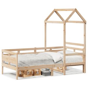 vidaXL daybed med tag 80x200 cm massivt fyrretræ