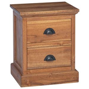vidaXL Sengebord med skuffe Naturfarvet 40 x 30 x 50 cm Massiv Teaktr&aelig;