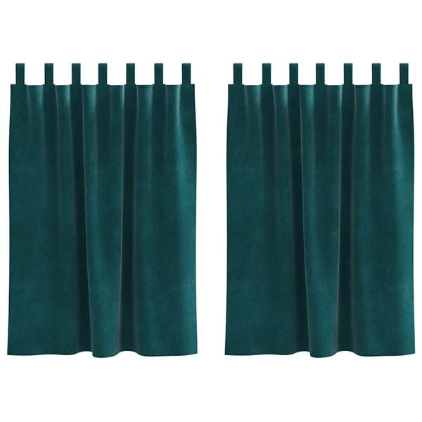 vidaXL M&oslash;rkl&aelig;gningsgardiner 2 pcs M&oslash;rkegr&oslash;n 140 x 140 cm Fl&oslash;jl