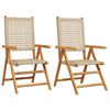 vidaXL Klapstole 2 stk. beige massivt tr&aelig; akacie og polyrattan