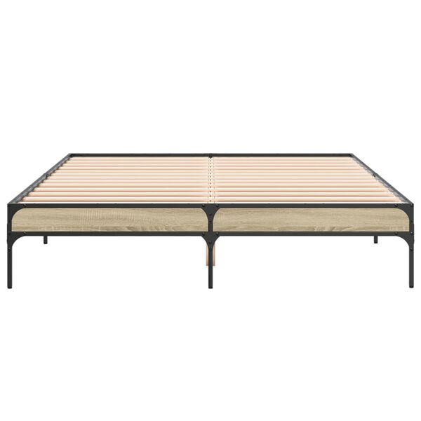 vidaXL sengestel 160x200 cm konstrueret træ og metal sonoma-eg