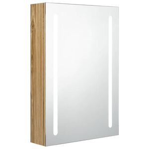 vidaXL badev&aelig;relsesskab med spejl + LED-lys 50x13x70 cm egetr&aelig;sfarvet