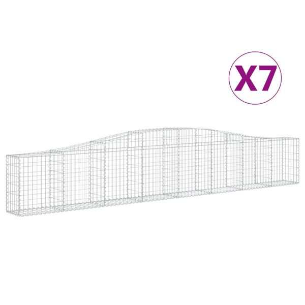 vidaXL buede gabionkurve 7 stk. 400x30x60/80 cm galvaniseret jern