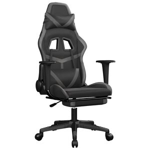 vidaXL gamingstol m. massagefunktion og fodst&oslash;tte kunstl&aelig;der sort gr&aring;