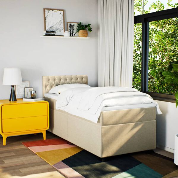 vidaXL kontinentalseng med madras 100x200 cm stof cremefarvet