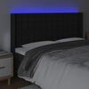 vidaXL sengegavl med LED-lys 203x16x118/128 cm kunstl&aelig;der sort