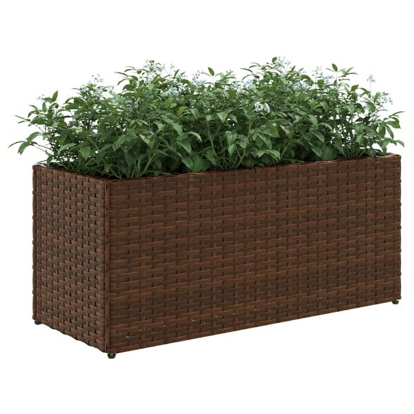 vidaXL plantekasser 2 stk. med 2 potter 72x30x32 cm polyrattan brun